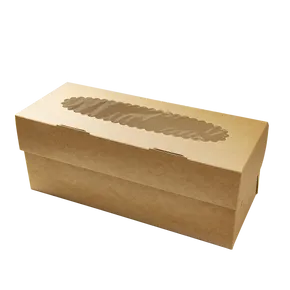 Papierová krabička EKO na muffiny 250x100x100 mm hnedá s okienkom [25 ks]