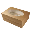 Ďalší obrázok produktu Papierová krabička EKO na muffiny 250x170x100 mm hnedá s okienkom [25 ks]