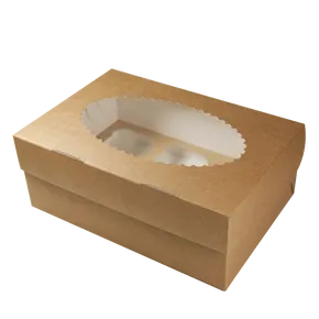 Papierová krabička EKO na muffiny 250x170x100 mm hnedá s okienkom [25 ks]