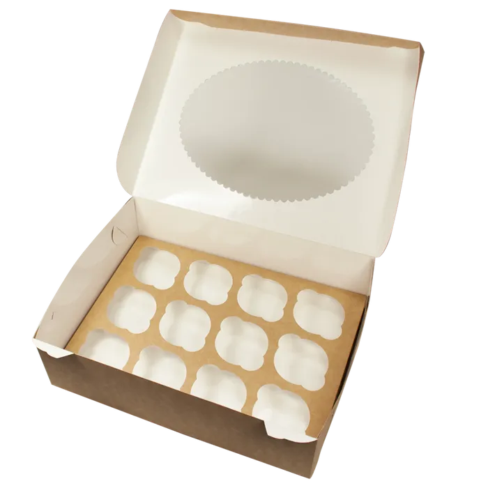 Hlavný obrázok produktu Papírová krabička EKO na muffiny 330x250x100 mm hnědá s okénkem [25 ks]