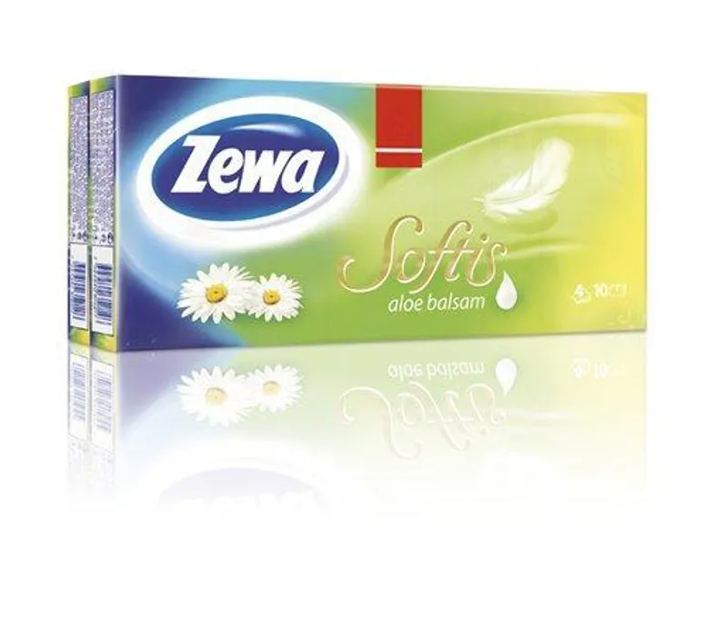 Hlavný obrázok produktu Papírové kapesníky "Softis", aloe balzám, třívrstvé, 10x9 ks, ZEWA