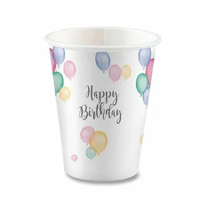 Papierové poháre Happy Birthday objem 0,25 l [8 ks]
