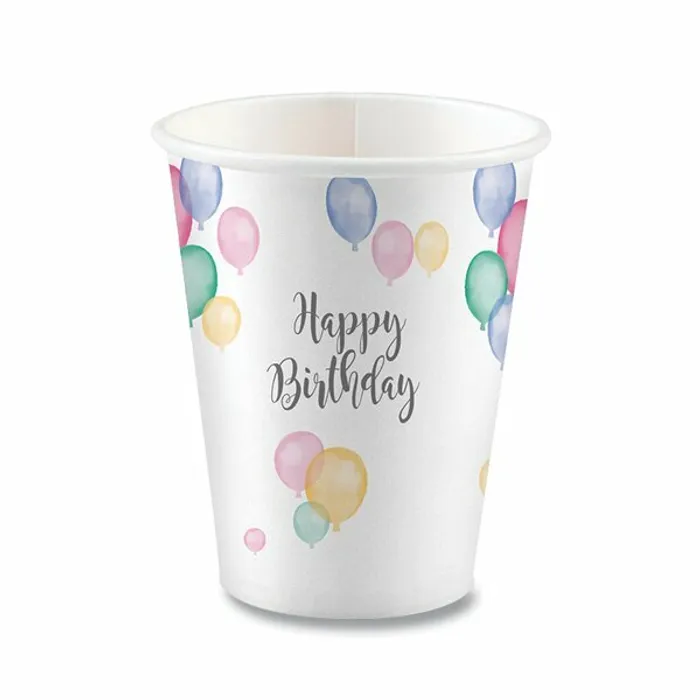 Hlavný obrázok produktu Papírové kelímky Happy Birthday objem 0,25 l, [8 ks]