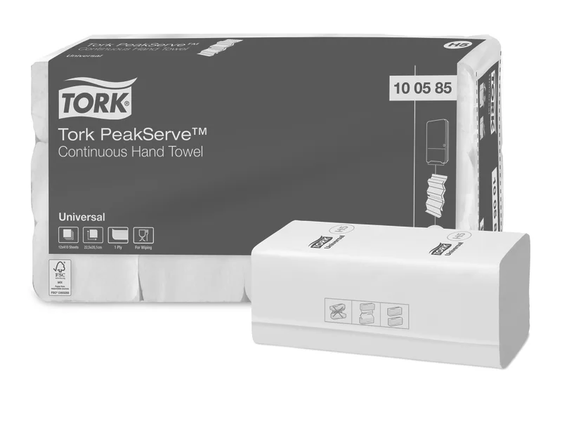 Hlavný obrázok produktu Papírové návazující ručníky Tork 100585 PeakServe H5 1vr bílé 12×410 ks (4 920 ks)