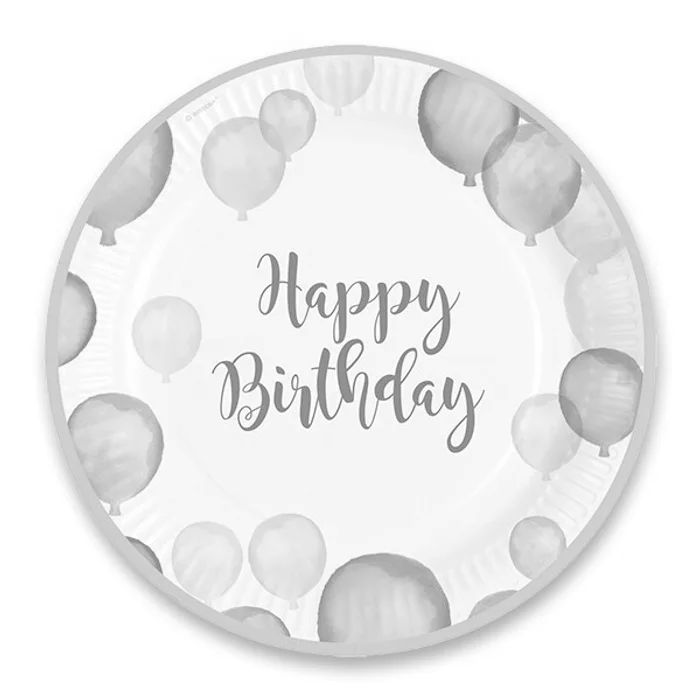 Hlavný obrázok produktu Papírové talířky Happy Birthday průměr 22,8 cm, 8 ks
