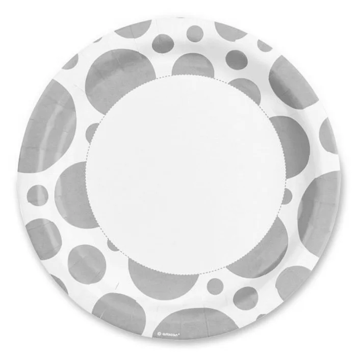 Hlavný obrázok produktu Papírové talířky Solid Color Dots modré