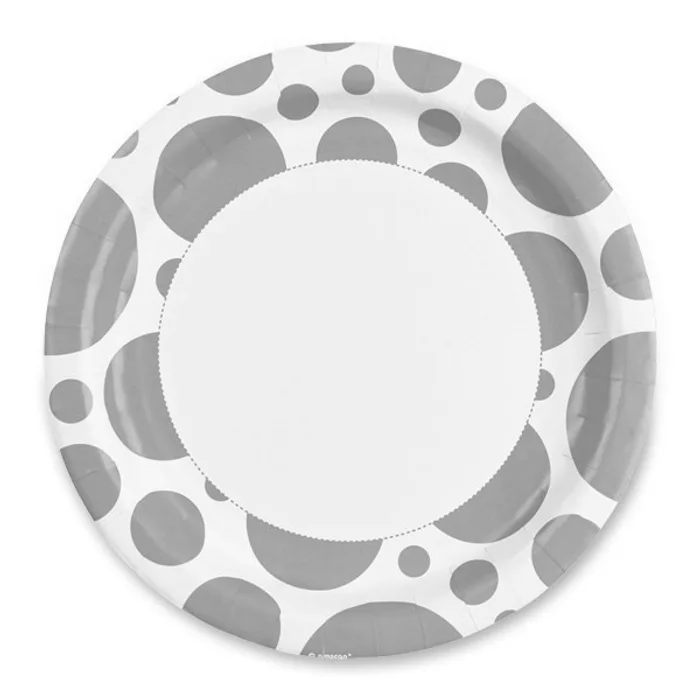 Hlavný obrázok produktu Papírové talířky Solid Color Dots zelené