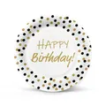 Papierový tanier (FSC Mix) Birthday Confetti - gold-black O23cm [8 ks]