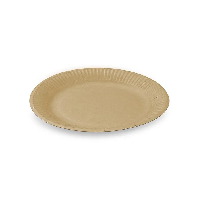 Hlavný obrázok produktu Papírový talíř mělký hnědý průměr 18 cm, nepromastitelný [100 ks]