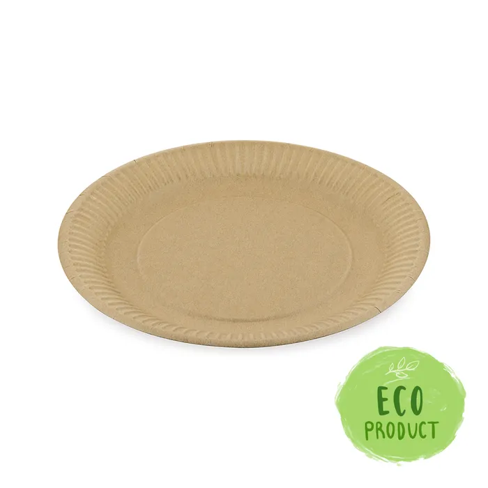 Hlavný obrázok produktu Papírový talíř mělký hnědý průměr 23 cm, nepromastitelný [100 ks]