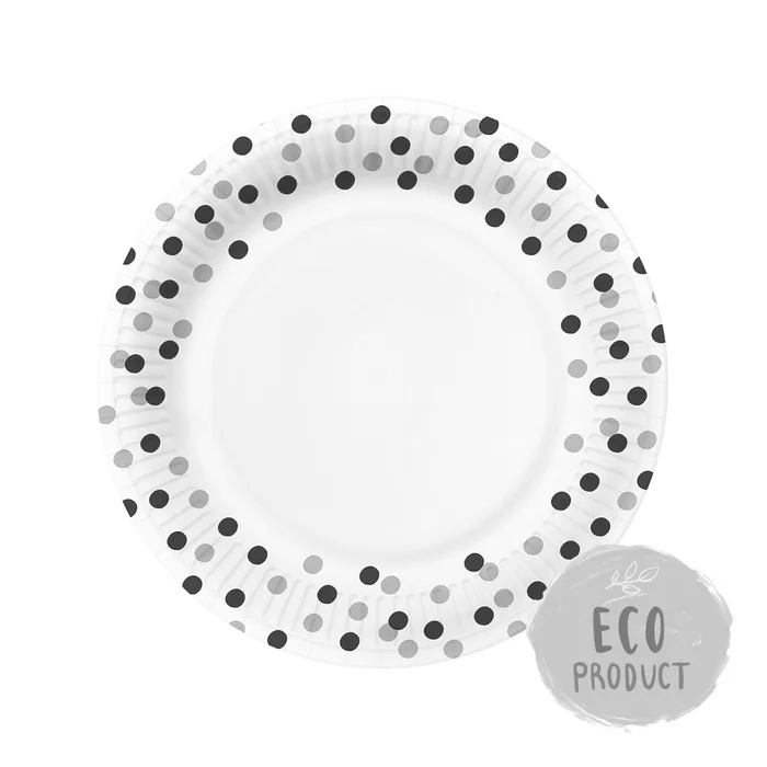 Hlavný obrázok produktu Papírový talíř PAW Eco 23 cm Confetti - black / silver