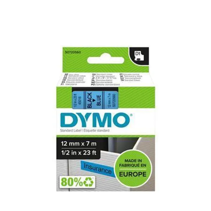 Hlavný obrázok produktu Páska, 12 mm x 7 m, DYMO "D1", modrá-černá