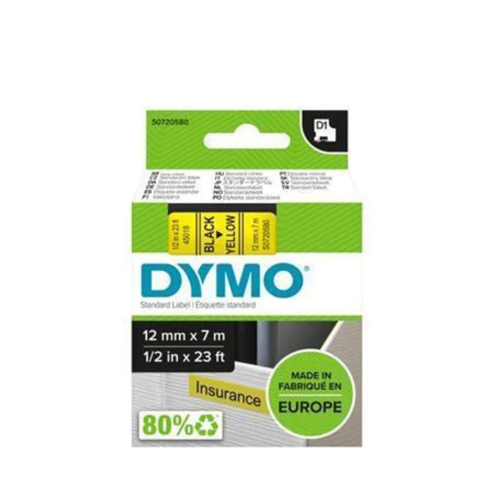 Hlavný obrázok produktu Páska, 12 mm x 7 m, DYMO "D1", žlutá-černá