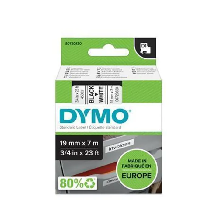 Hlavný obrázok produktu Páska, 19 mm x 7 m, DYMO "D1", bílá-černá
