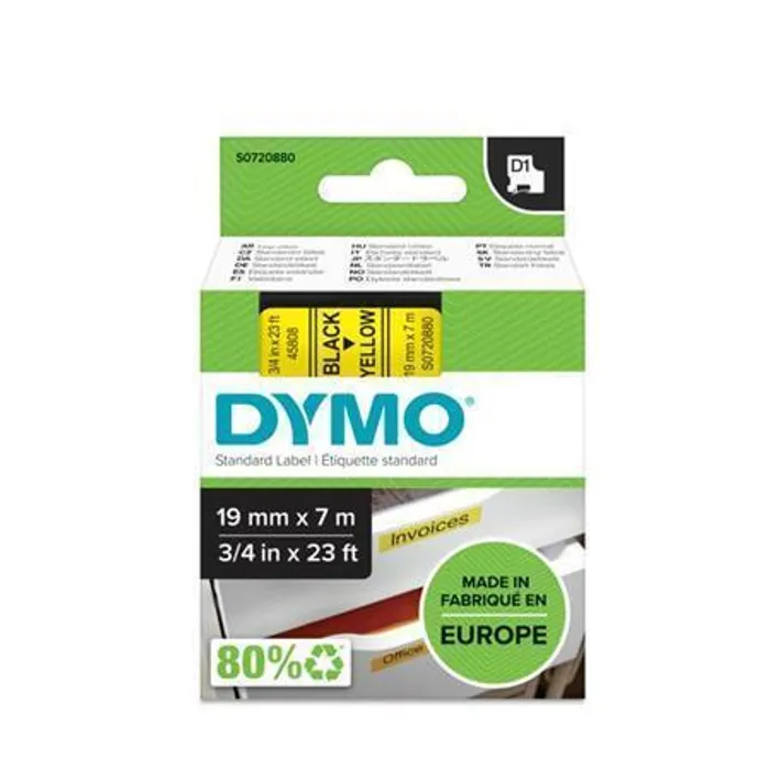Hlavný obrázok produktu Páska, 19 mm x 7 m, DYMO "D1", žlutá-černá