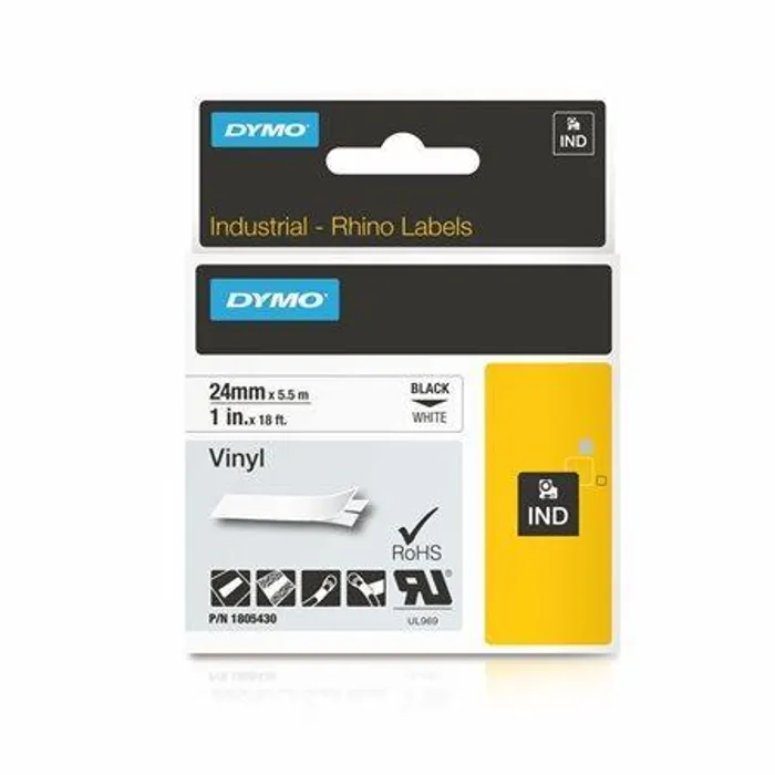 Hlavný obrázok produktu Páska, 24 mm x 5,5 m, DYMO "Rhino", bílá-černá