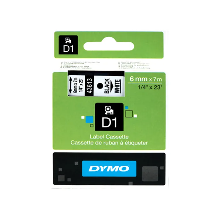 Hlavný obrázok produktu Páska, 6 mm x 7 m, DYMO "D1", bílá-černá