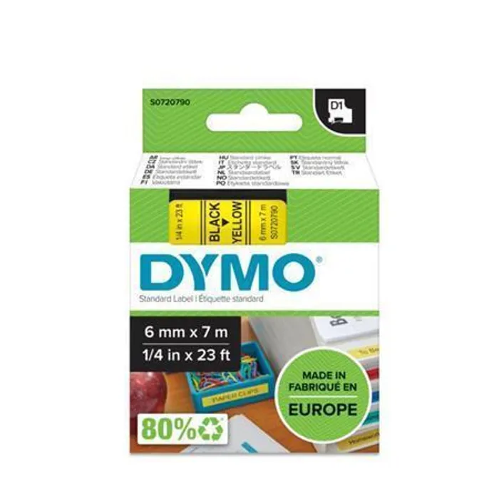 Hlavný obrázok produktu Páska, 6 mm x 7 m, DYMO "D1", žlutá-černá