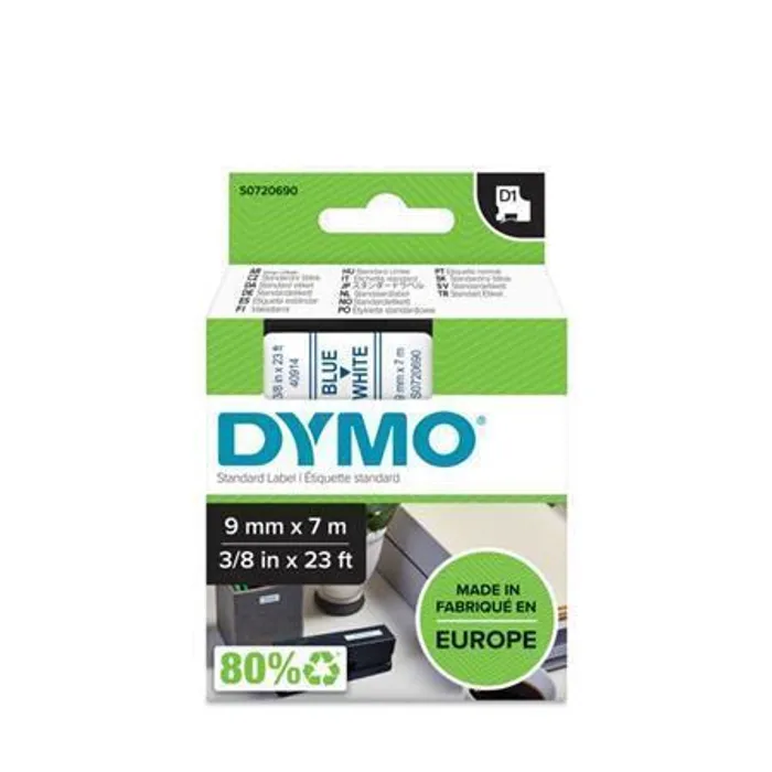 Hlavný obrázok produktu Páska, 9 mm x 7 m, DYMO "D1", bílá-modrá