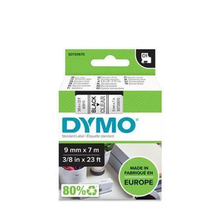 Hlavný obrázok produktu Páska, 9 mm x 7 m, DYMO "D1", průhledná-černá