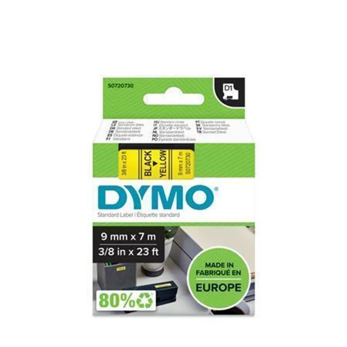 Hlavný obrázok produktu Páska, 9 mm x 7 m, DYMO "D1", žlutá-černá