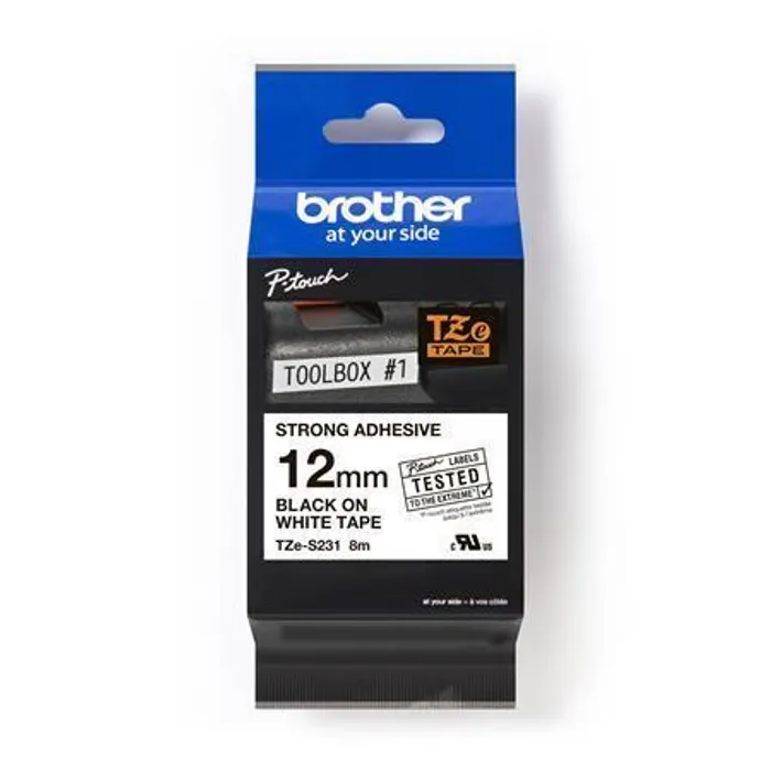Hlavný obrázok produktu Páska, pevná, 12 mm x 8 m, BROTHER, bílá-černá