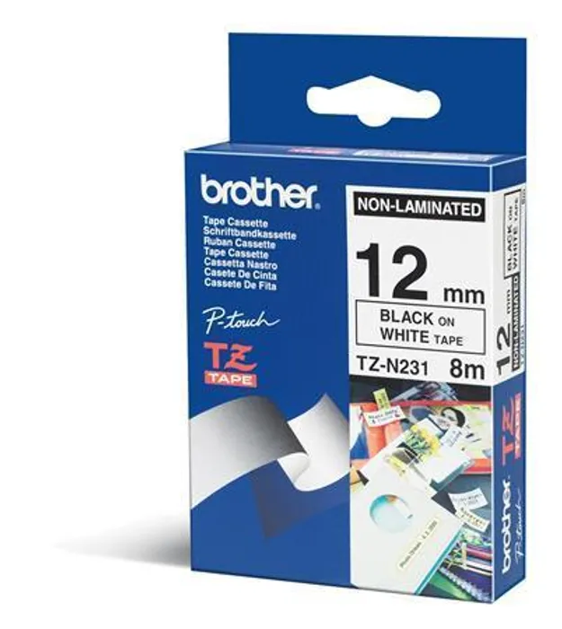 Hlavný obrázok produktu Páska "TZ-N231", bílá s černým potiskem, 12 mm x 4 m, BROTHER