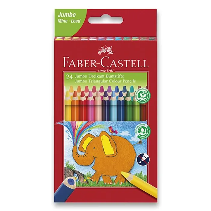 Hlavný obrázok produktu Pastelka Extra Jumbo trojhranná, pap.krabička 24ks Faber Castell 116524
