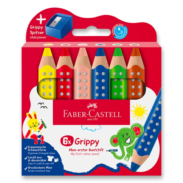 Hlavný obrázok produktu Pastelka Faber-Castell Grippy - 6 barev, ořezávátko