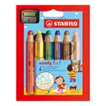 Pastelka, vodovka & voskovka v jednom STABILO woody 3 in 1 - 6 ks sada s strúhadlom