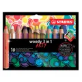 Pastelka, vodovka & voskovka v jednom STABILO woody 3 in 1 ARTY - 10 ks sada + strúhadlo