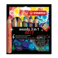 Pastelka, vodovka & voskovka v jednom STABILO woody 3 in 1 ARTY 6 ks sada s strúhadlom