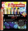 Pastelka, vodovka & voskovka v jednom STABILO woody 3 in 1 ARTY 6 ks sada s strúhadlom