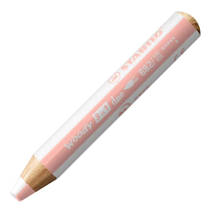 Hlavný obrázok produktu Pastelka, vodovka & voskovka v jednom STABILO woody 3 in 1 duo - bílá/meruňková