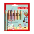 Pastelka, vodovka & voskovka v jednom STABILO woody 3 in 1 PASTEL - 6 ks s strúhadlom