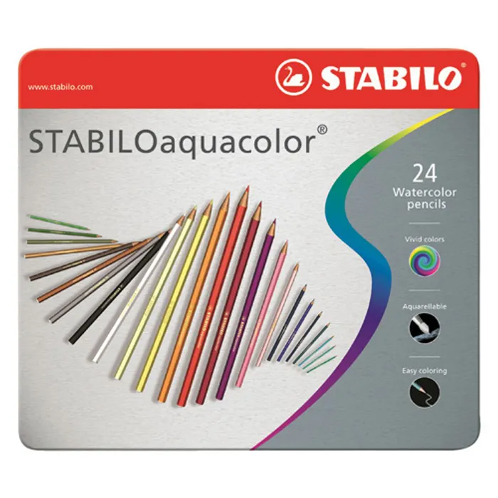 Hlavný obrázok produktu Pastelky akvarelové STABILO aquacolor, kovové balení, 24 ks různých barev