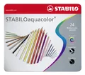 Ďalší obrázok produktu Pastelky akvarelové STABILO aquacolor, kovové balenie, 24 ks rôznych farieb