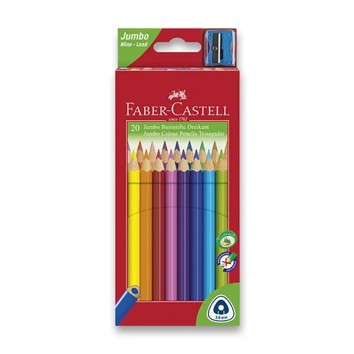 Hlavný obrázok produktu Pastelky Faber-Castell 116520 Junior Triangular 20 barev + ořezávátko