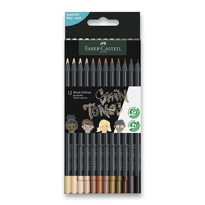 Hlavný obrázok produktu Pastelky Faber-Castell Black Edition tělové barvy, 12 barev