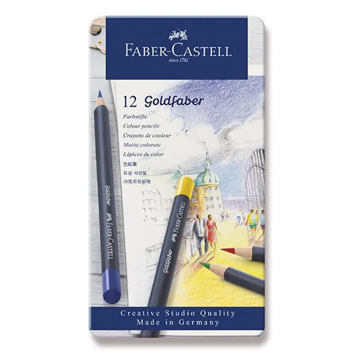 Hlavný obrázok produktu Pastelky Faber-Castell Goldfaber plechová krabička, 12 barev