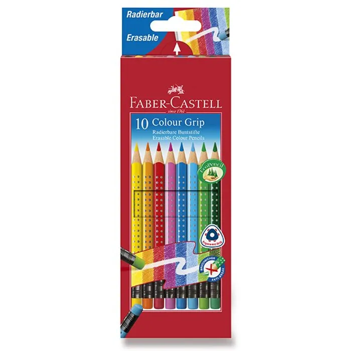 Hlavný obrázok produktu Pastelky Faber-Castell Grip 2001 s barevnou pryží 10 barev