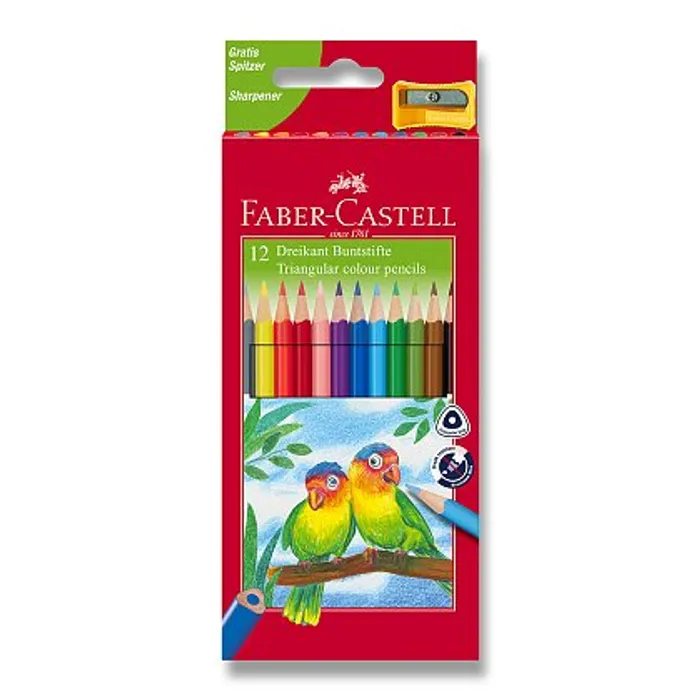 Hlavný obrázok produktu Pastelky Faber-Castell trojhranné 12 barev + ořezávátko
