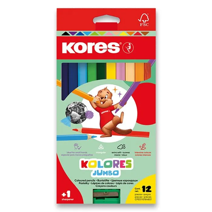 Hlavný obrázok produktu Pastelky Kores Kolores Jumbo 12 barev