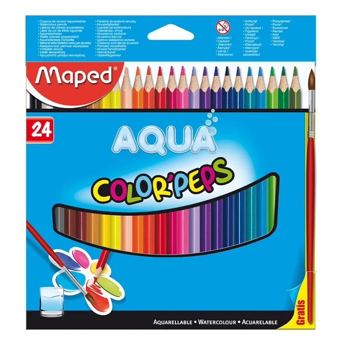 Hlavný obrázok produktu Pastelky Maped Color´Peps Aqua, 24 barev + štětec