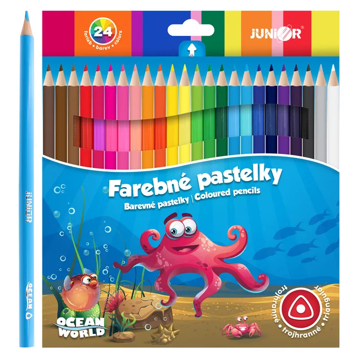 Hlavný obrázok produktu pastelky Ocean World trojhranné 24 ks