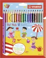 Pastelky trojhranné STABILO Trio silná - 18 ks sada s strúhadlom