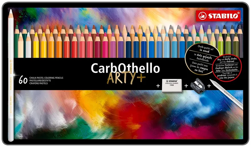 Hlavný obrázok produktu Pastelové křídy STABILO CarbOthello, sada 60 ks v kovovém pouzdru
