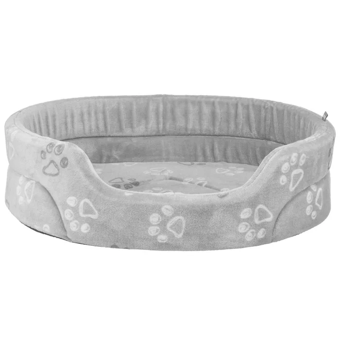 Hlavný obrázok produktu Pelech JIMMY Soft oválný, měkký plyš, světlešedý s tlapkami55 x 45 cm