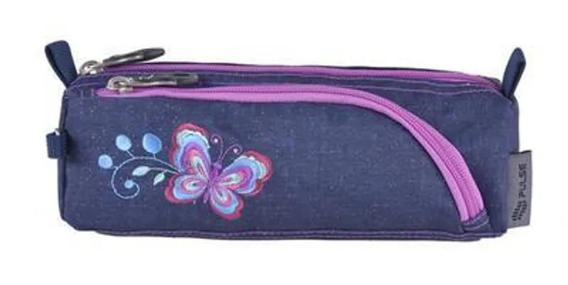 Hlavný obrázok produktu Penál "Music Jeans Flower", šedá-růžová, zip, PULSE