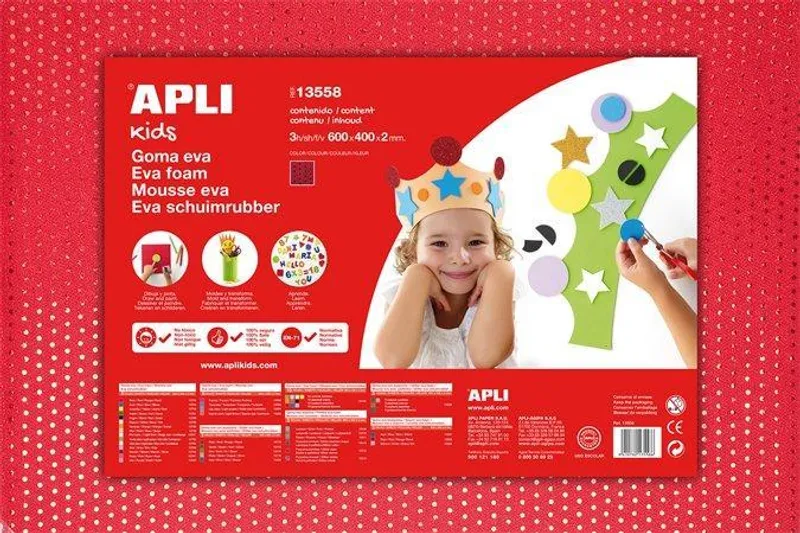Hlavný obrázok produktu Pěnová guma "Eva sheets", červená se třpytícimi tečkami, 400x600 mm, APLI